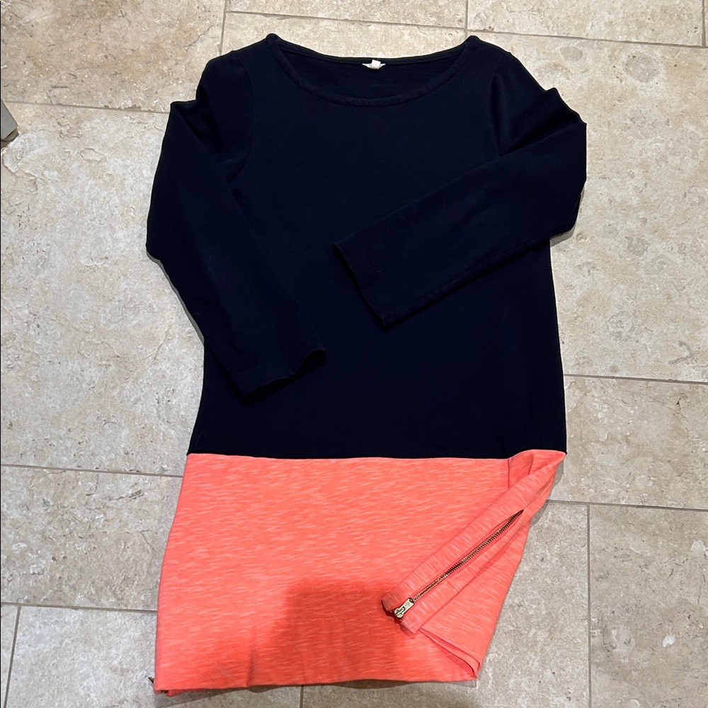 Black and Coral Long Sleeve Dress